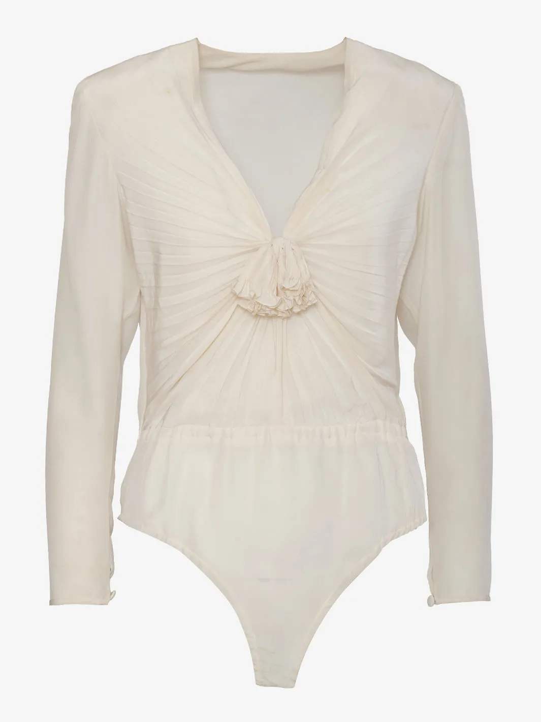 Juanita Sabbadini White silk bodysuit.