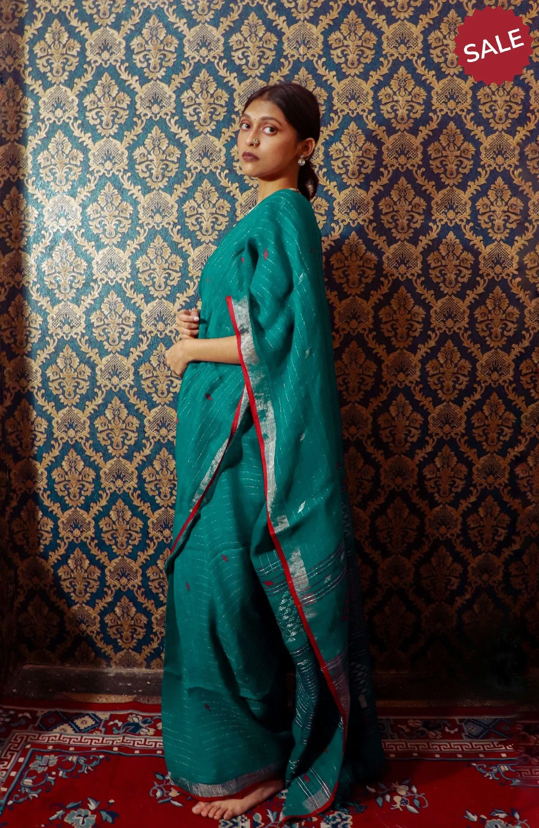 Kaisori Ekaya Tusli Linen Jamdani saree