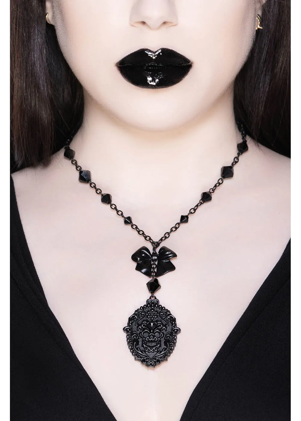 Killstar Madame Morte Skull Necklace Black