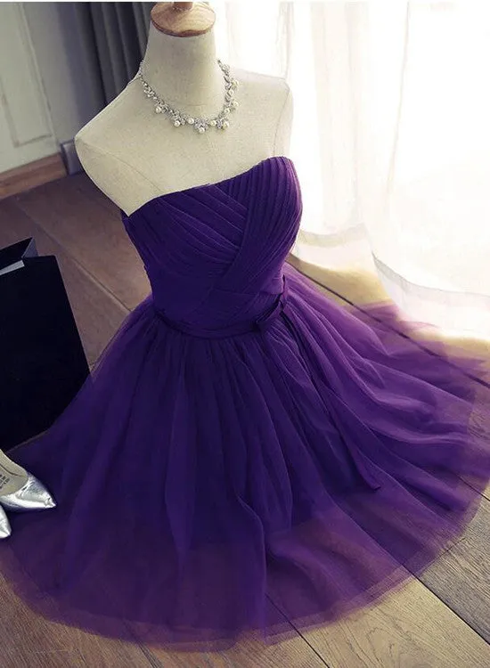 Lovely Dark Purple Tulle 2024 Short Homecoming Dresses