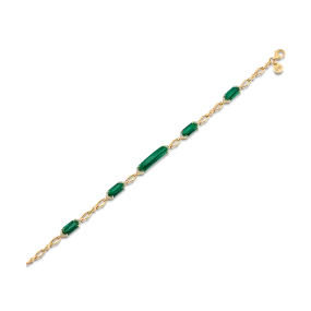 Lucia Malachite and Gold Elongated Hexagon Bracelet