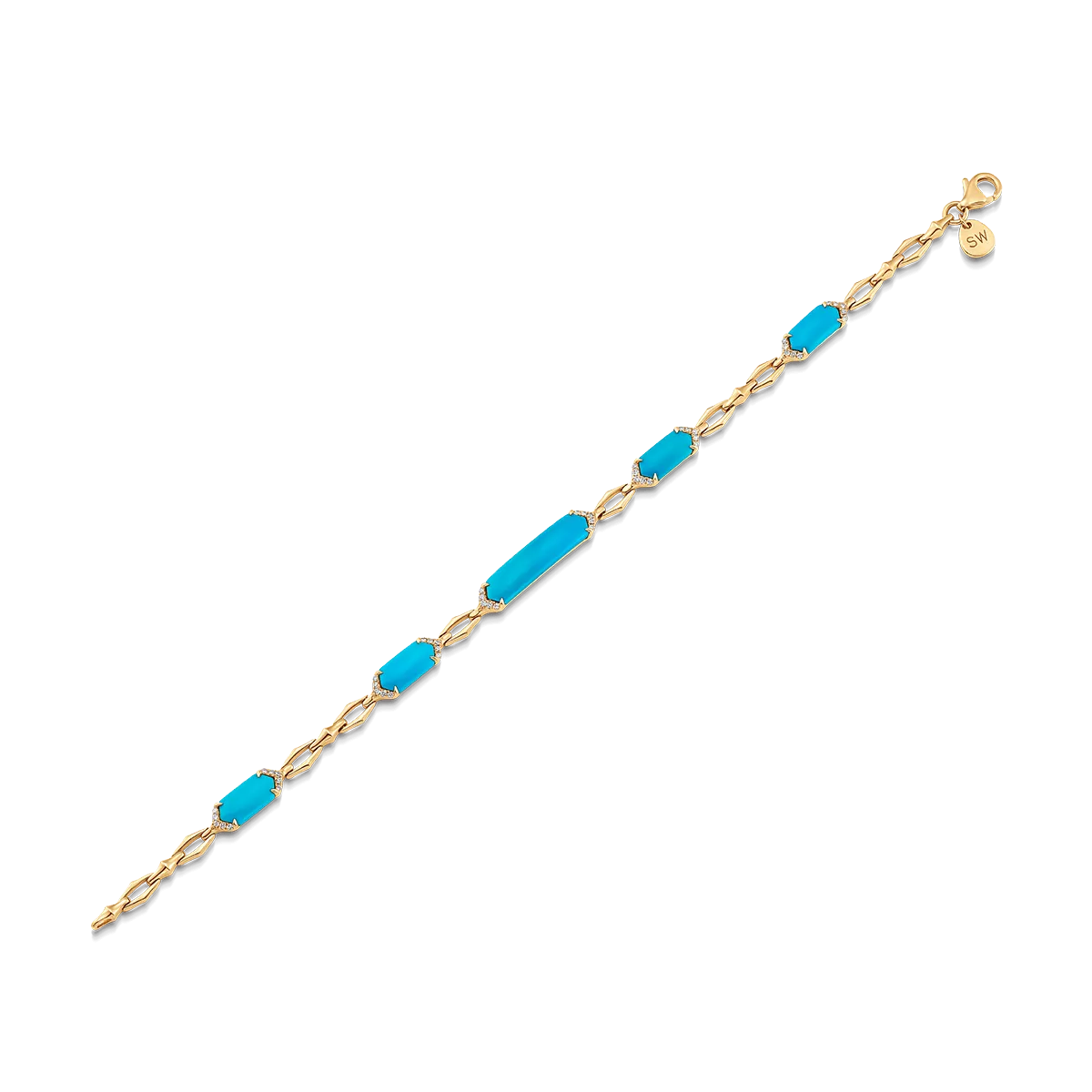 Lucia Turquoise and Gold Elongated Hexagon Bracelet