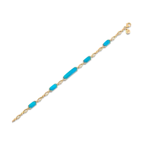 Lucia Turquoise and Gold Elongated Hexagon Bracelet