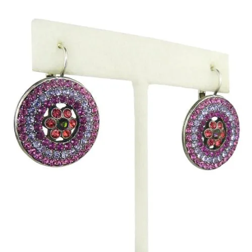 Mariana Handmade Swarovski Crystal Earrings Roundel Design 1078/1 1027 Fuchsia Hyacinth