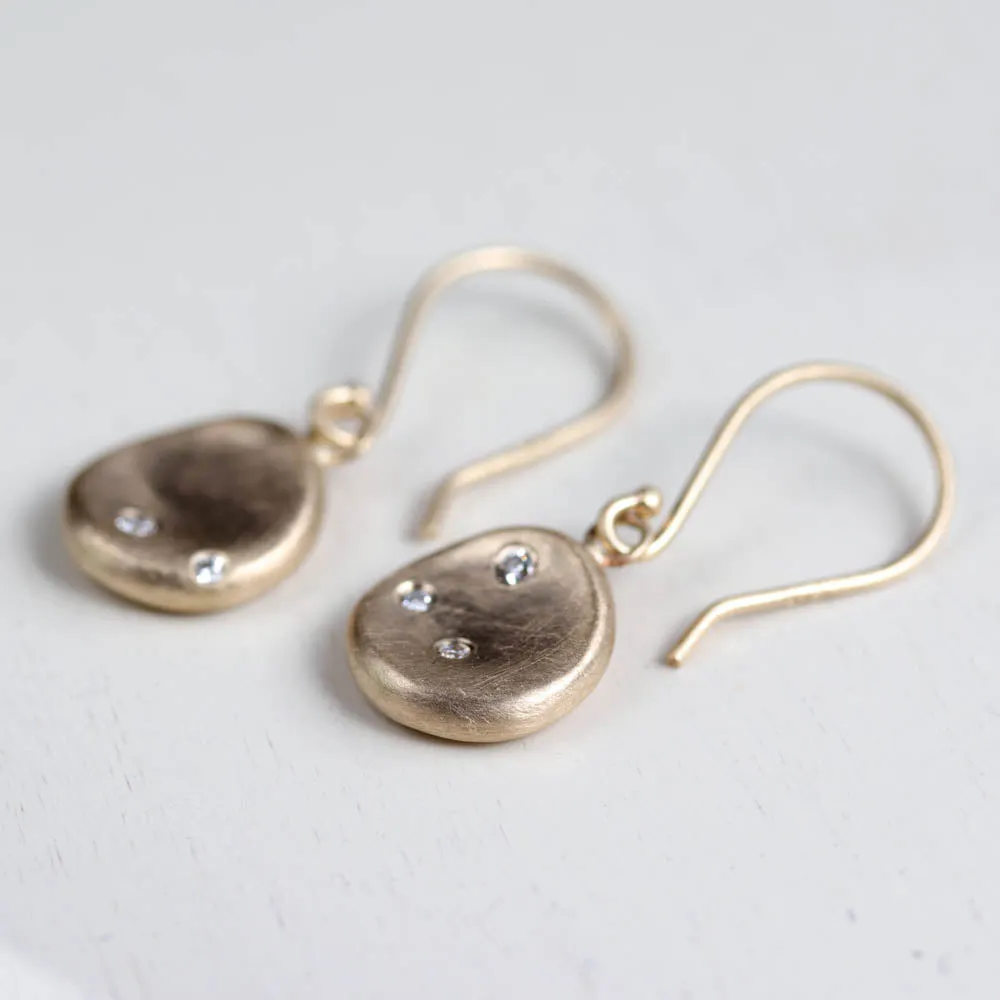 Medium Sculpted Disc Diamond Dangle Earrings