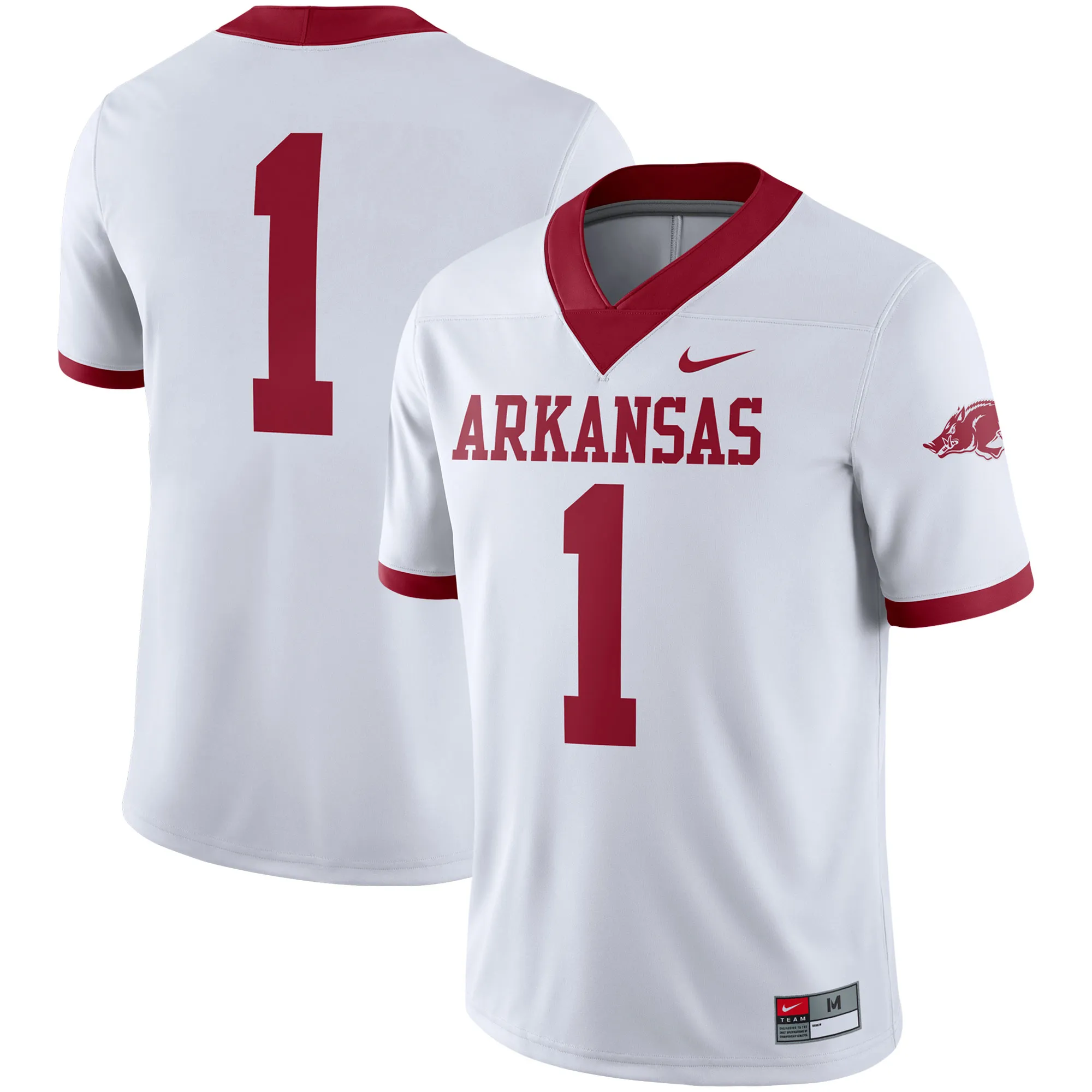 Men's Nike #1 White Arkansas Razorbacks Alternate Game Jersey