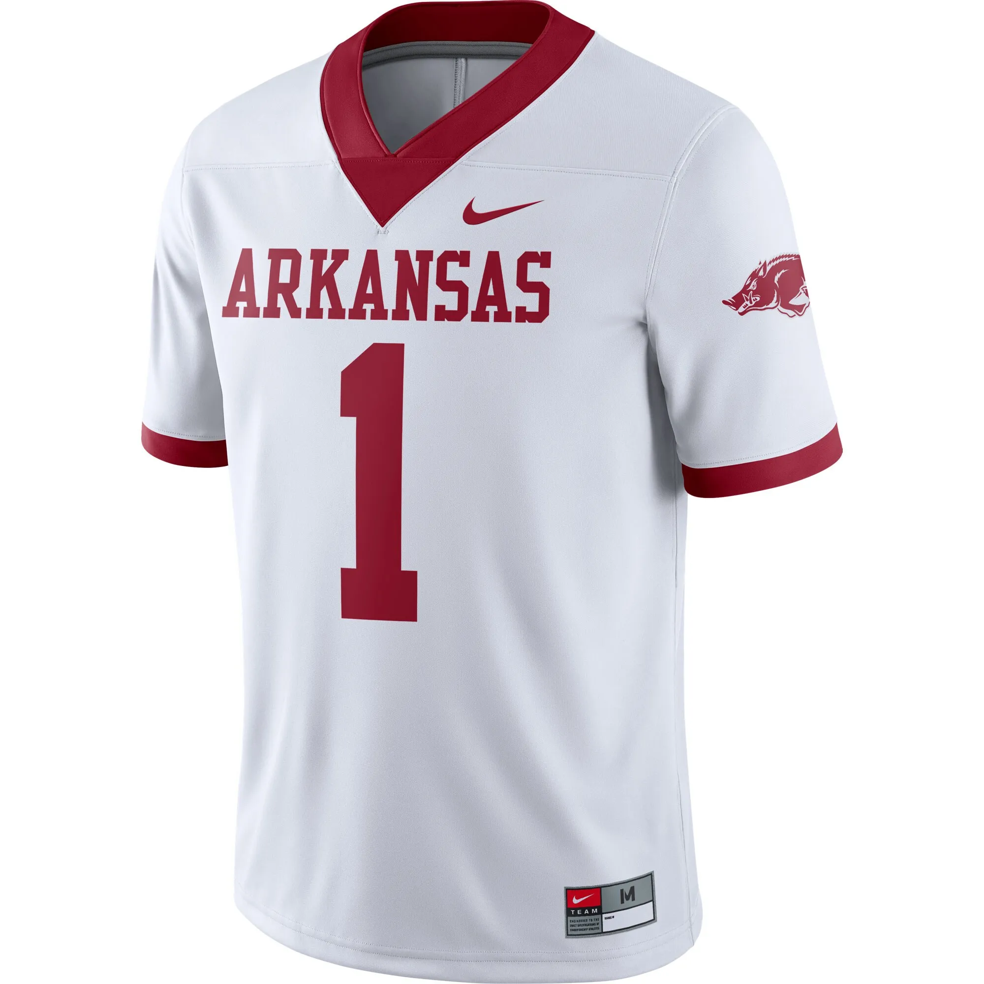 Men's Nike #1 White Arkansas Razorbacks Alternate Game Jersey