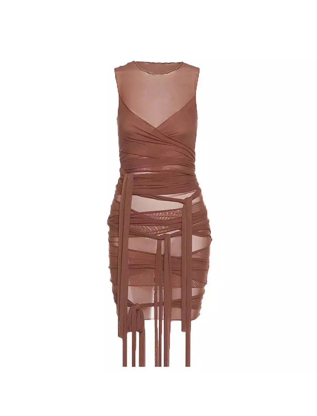 Mesh Bandage Strappy Mini Dress