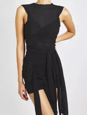 Mesh Bandage Strappy Mini Dress