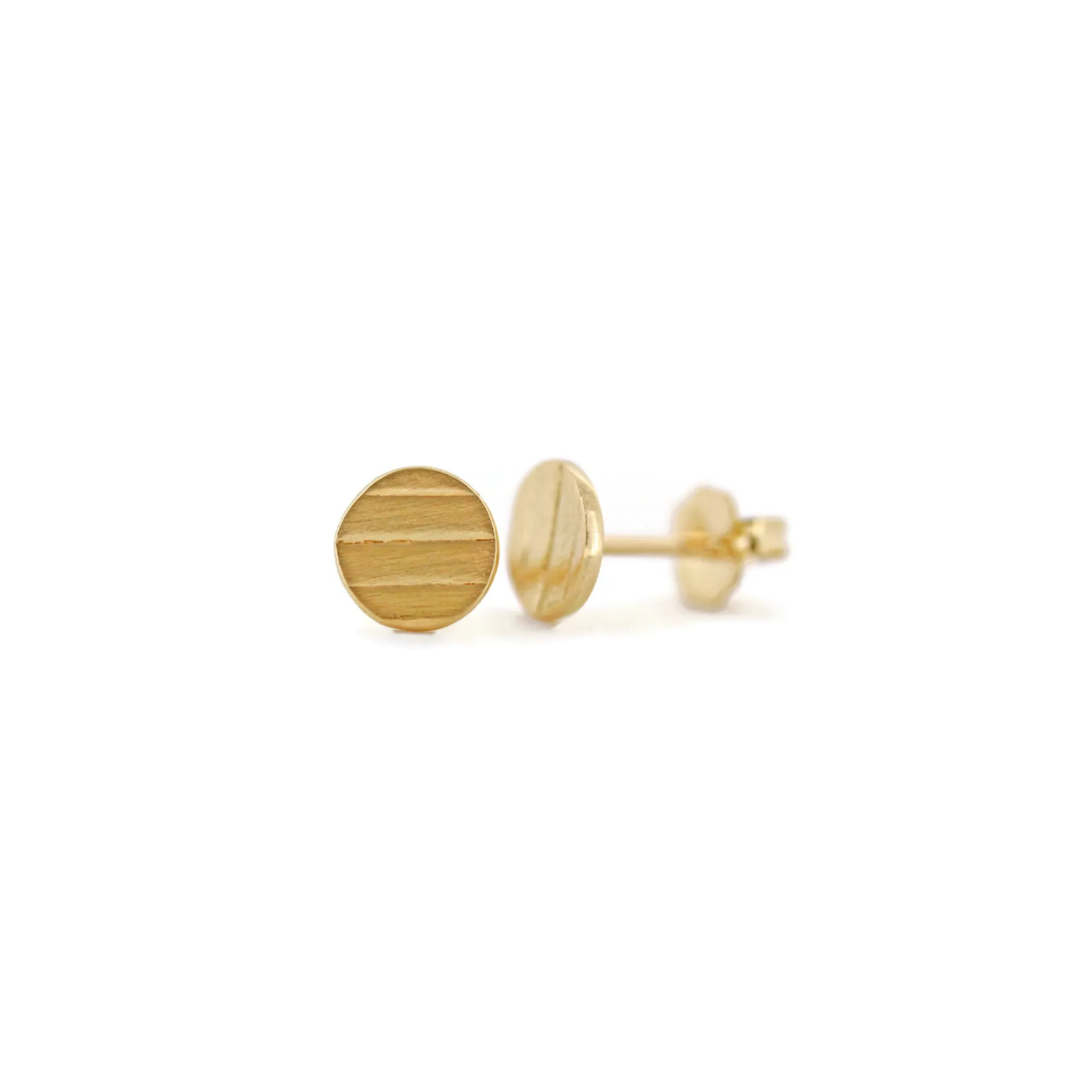 Mini Disc Stud Earrings - 14K Gold