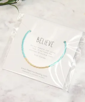 Minimalist Bracelet, Believe - Turquoise/Gold