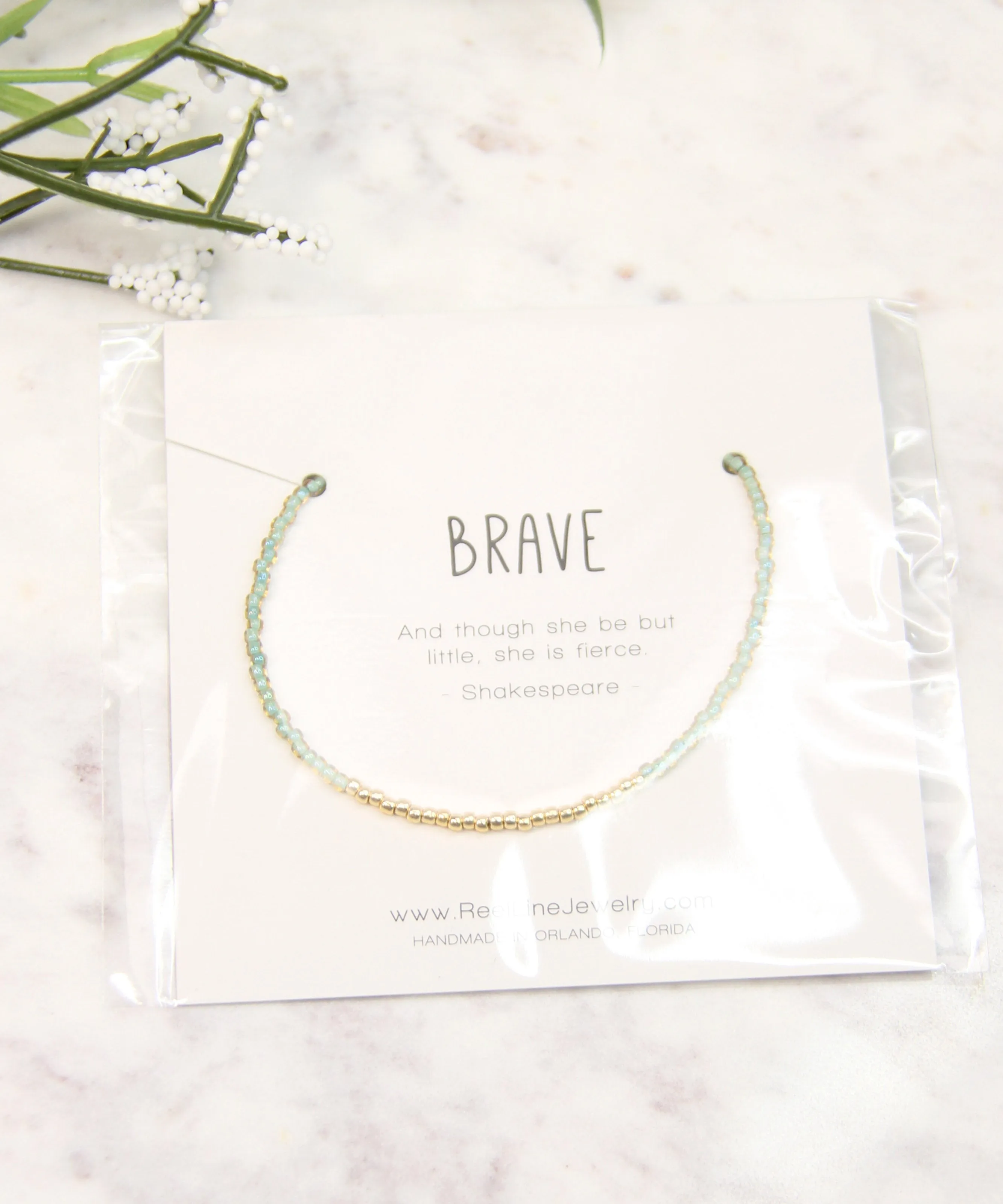 Minimalist Bracelet, Brave - Eucalyptus/Gold