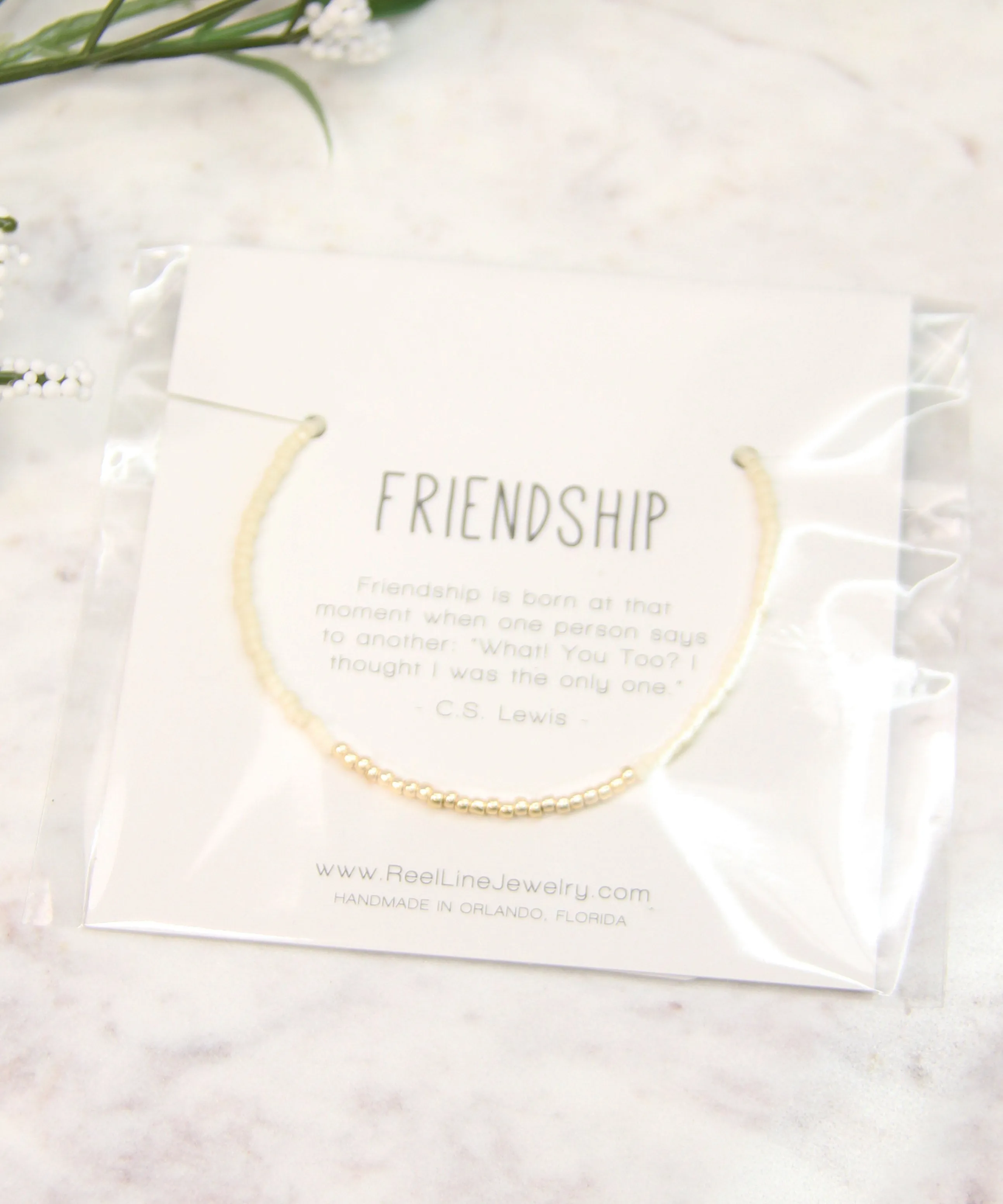 Minimalist Bracelet, Friendship - Sand/Gold