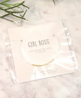 Minimalist Bracelet - Girl Boss, White Gloss/Gold