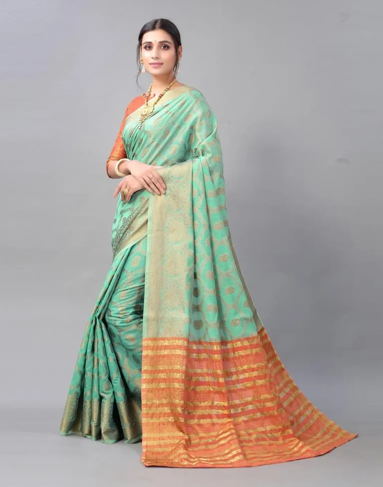 Mint Green Cotton Saree