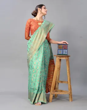 Mint Green Cotton Saree