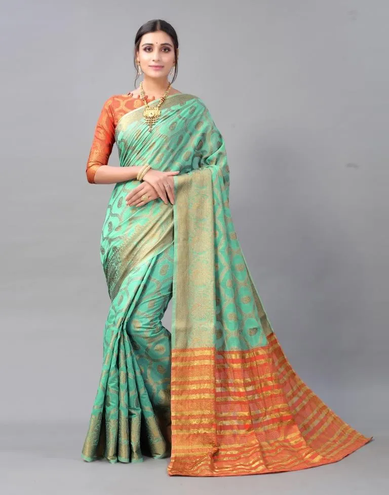 Mint Green Cotton Saree