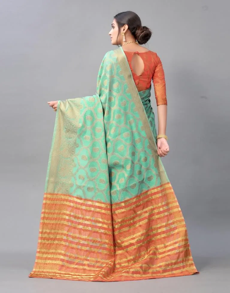 Mint Green Cotton Saree