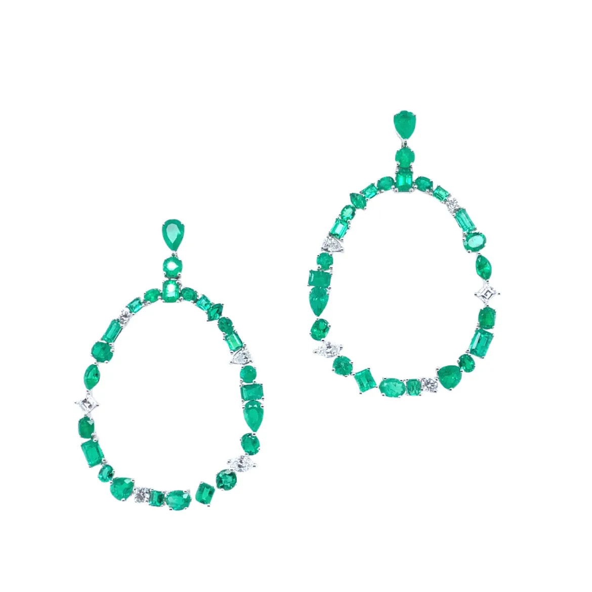 Mixed Shape Emerald Earrings