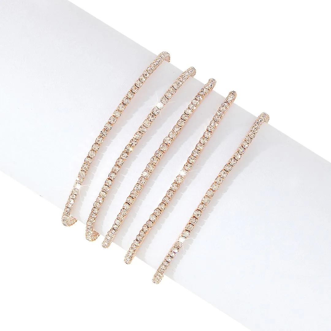 Multi Stretch Crystal Bracelet Set gold