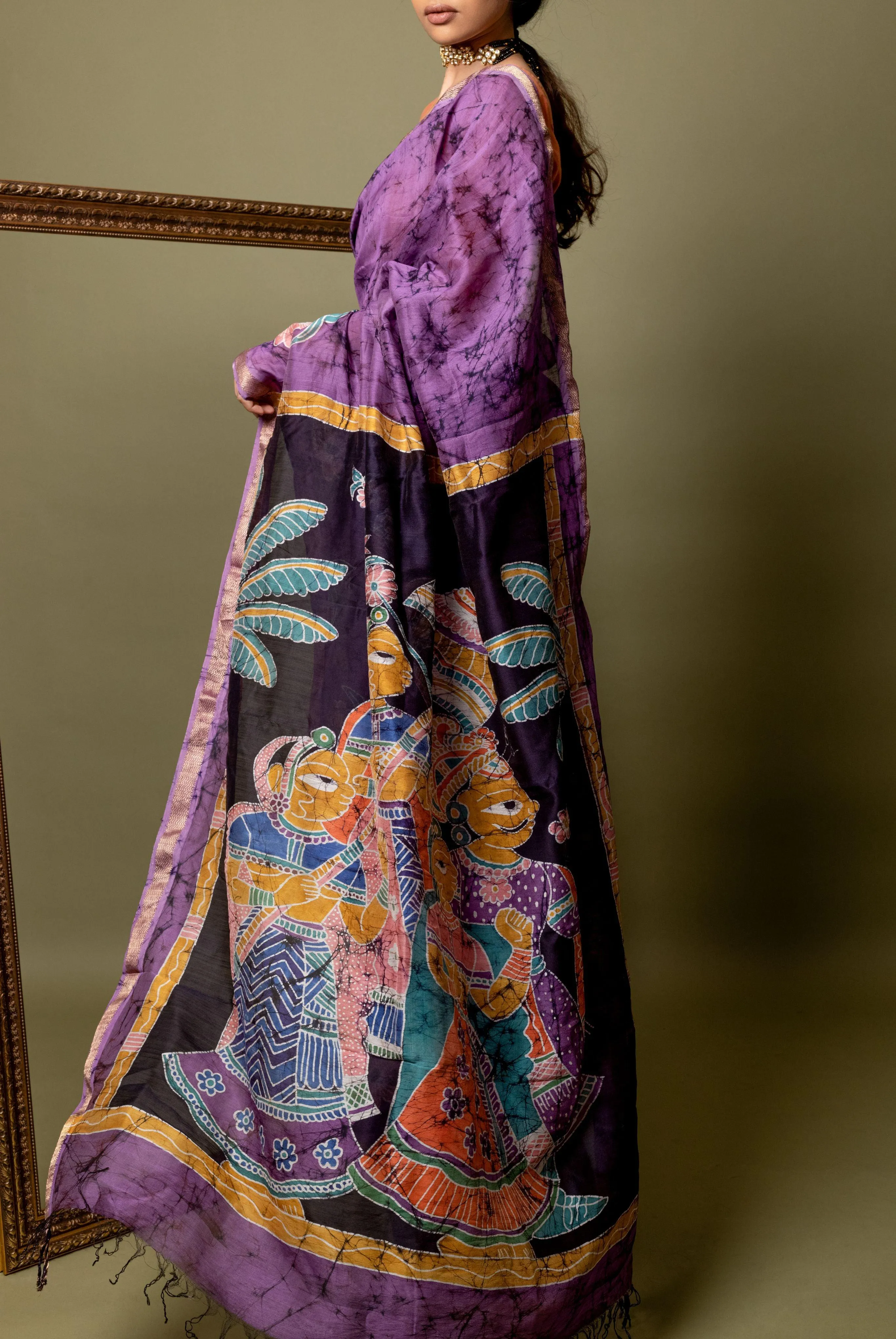 Narmada - Bageecha Batik Phad Maheswari saree