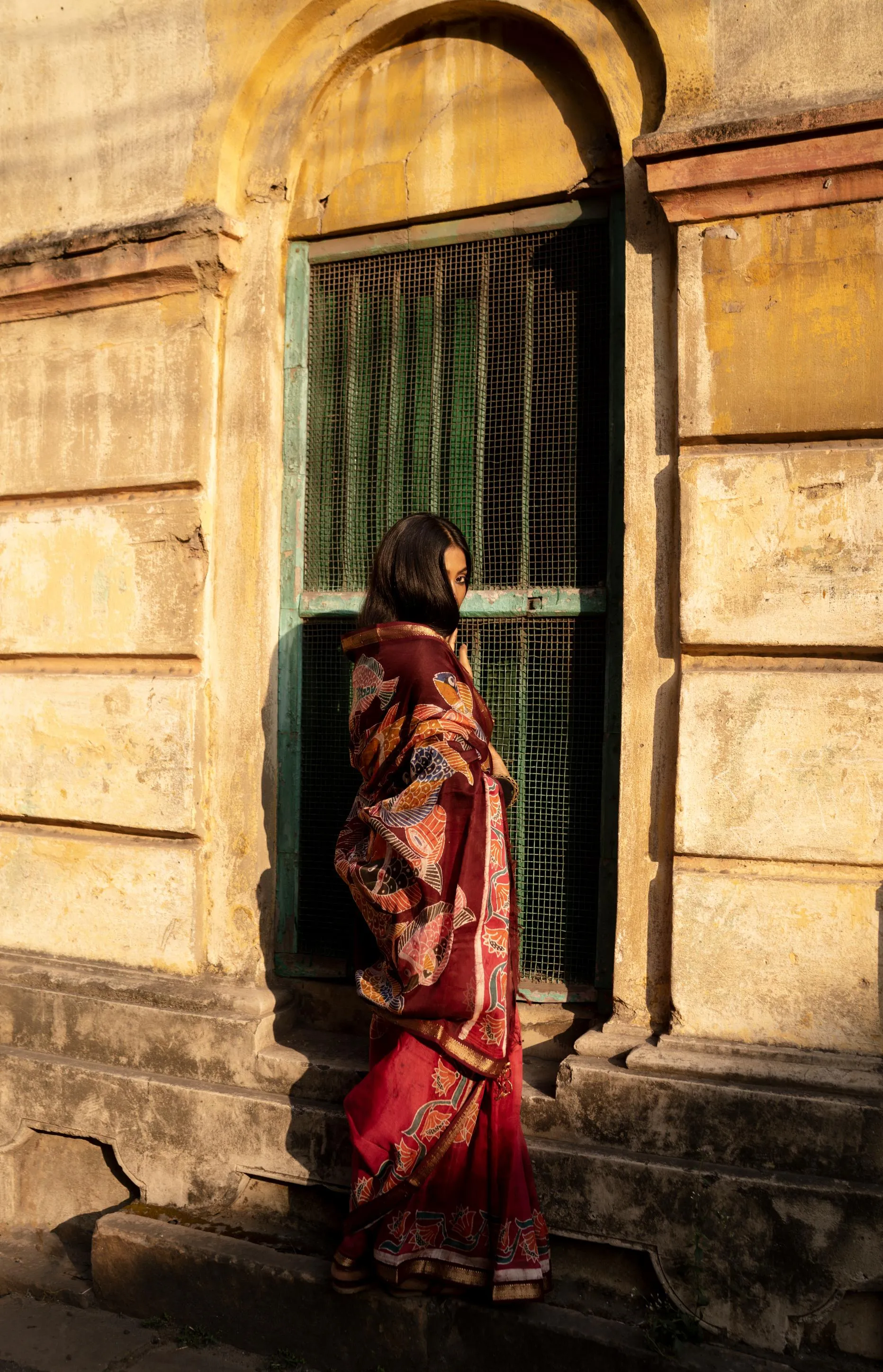 Narmada Manchali Batik Pattachitra Red Maheswari saree