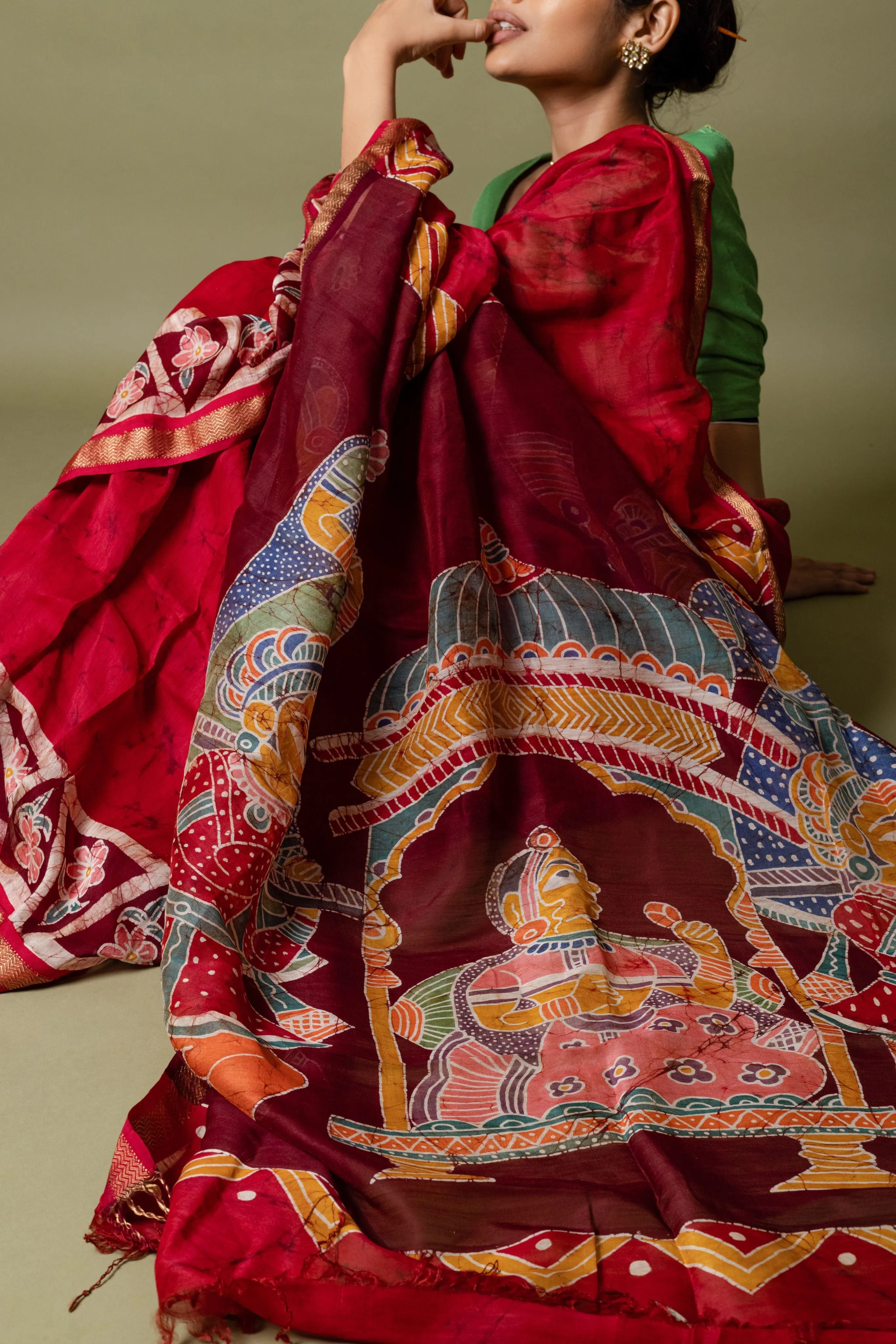 Narmada -Dulhan Batik Phad Maheswari saree