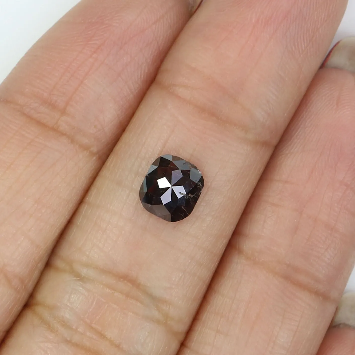 Natural Loose Cushion Brown Black Color Diamond 0.75 CT 6.10 MM Cushion Shape Rose Cut Diamond KR822