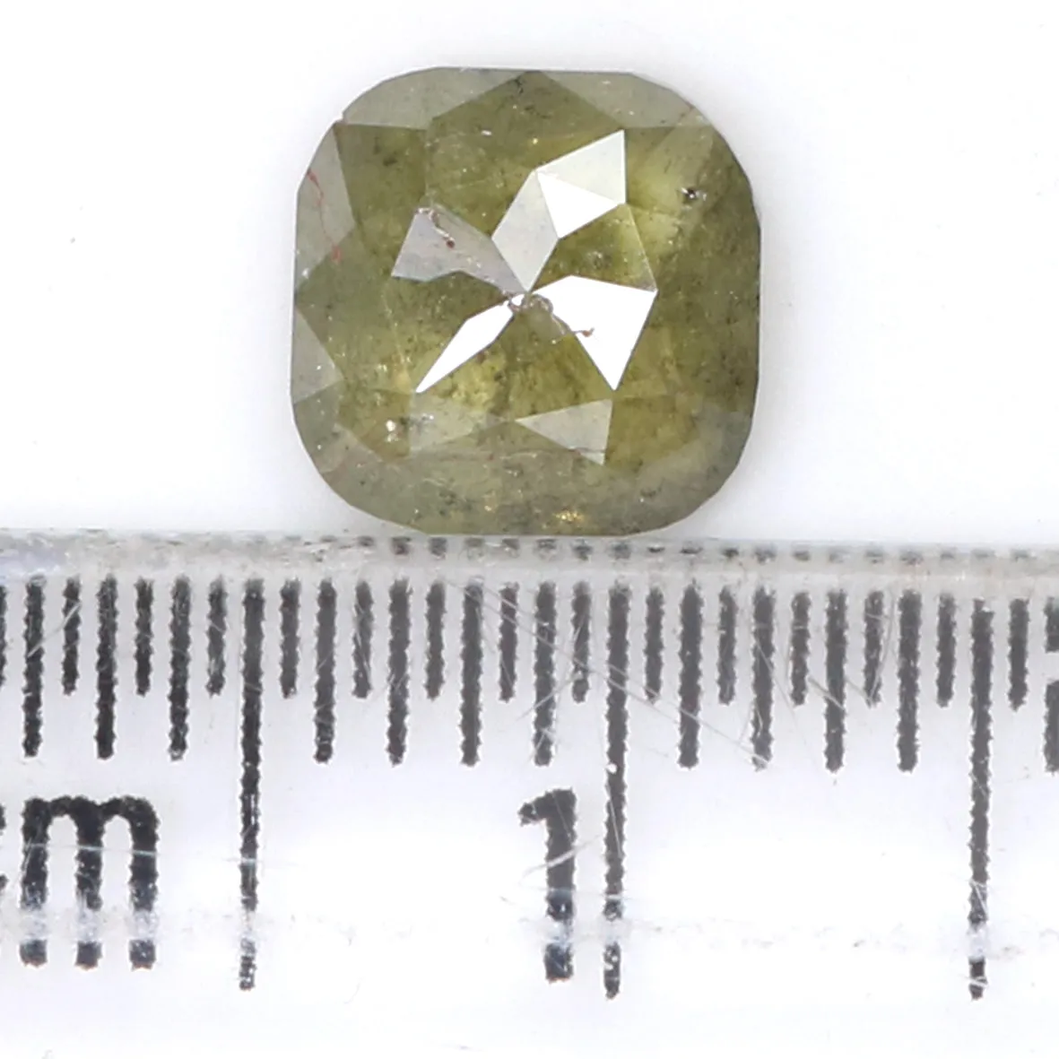 Natural Loose Cushion Diamond Yellow Green Color 1.21 CT 6.40 MM Cushion Shape Rose Cut Diamond L8441