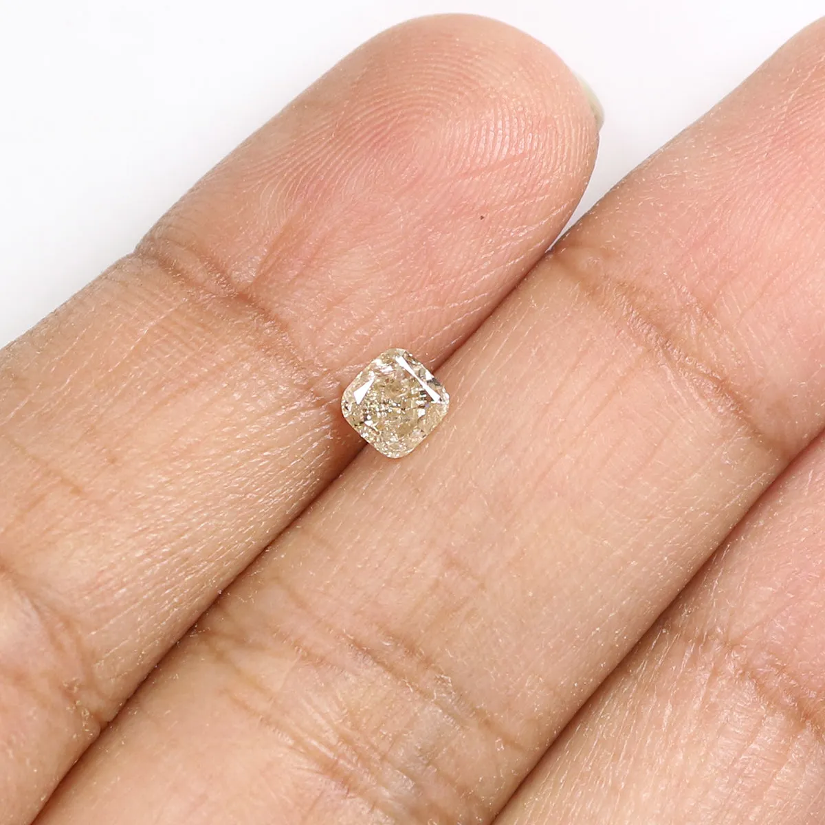 Natural Loose Cushion Yellow Grey Color Diamond 0.39 CT 4.30 MM Cushion Shape Rose Cut Diamond L7452