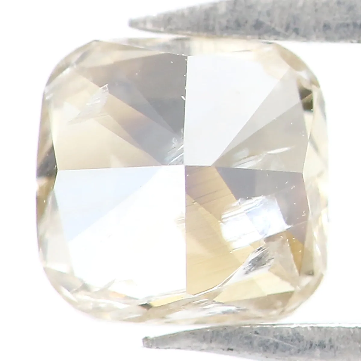 Natural Loose Cushion Yellow Grey Color Diamond 0.39 CT 4.30 MM Cushion Shape Rose Cut Diamond L7452