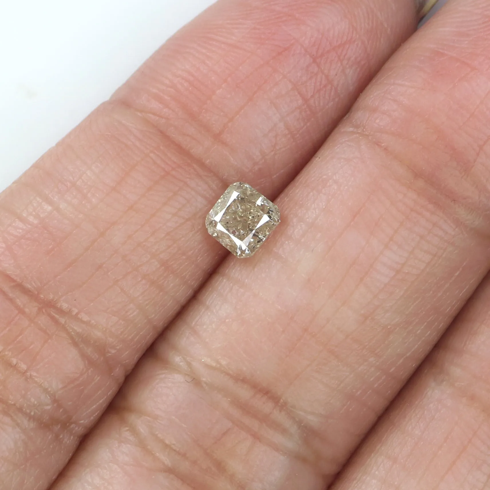 Natural Loose Cushion Yellow Grey Color Diamond 0.54 CT 4.40 MM Cushion Shape Rose Cut Diamond L5947