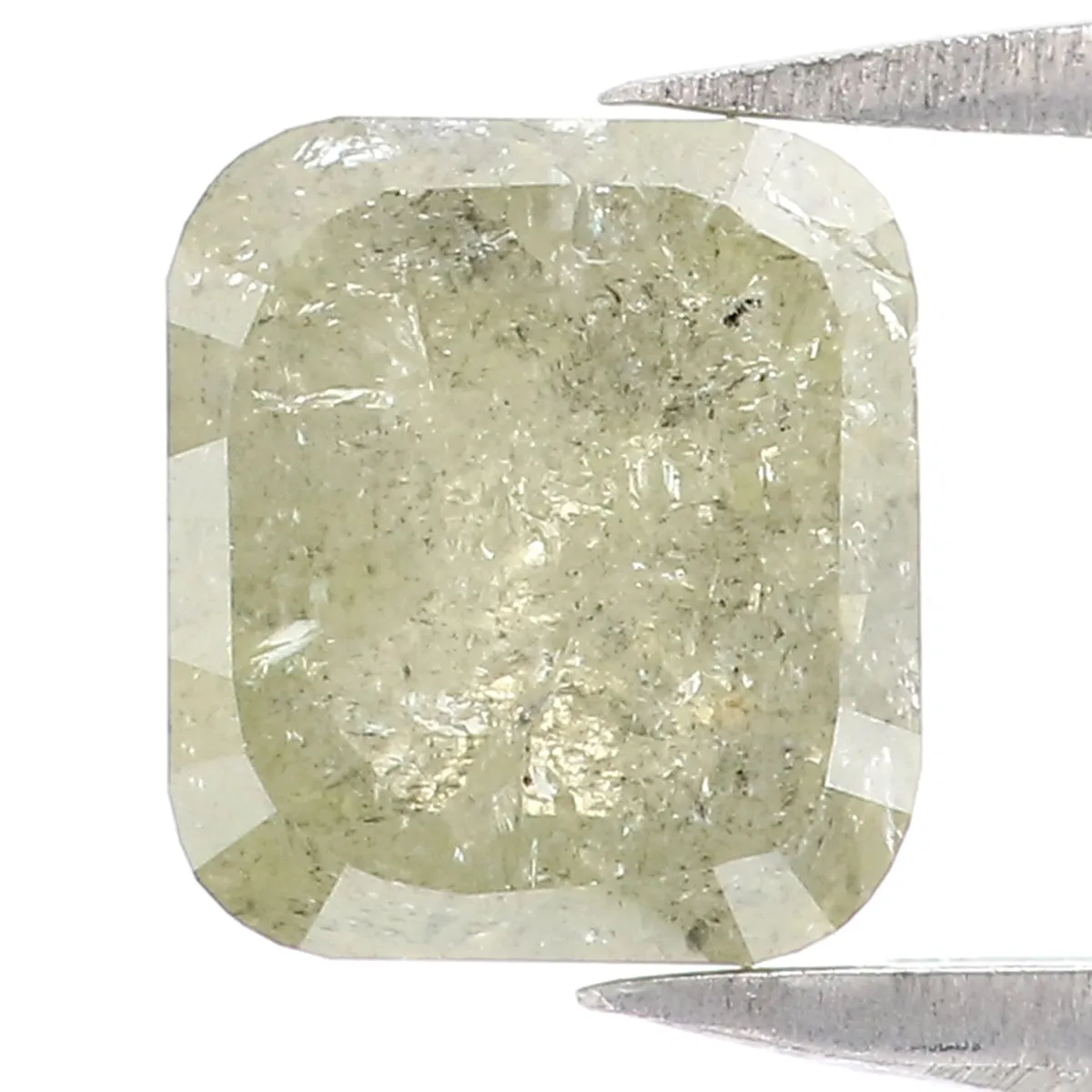 Natural Loose Cushion Yellow Grey Color Diamond 1.64 CT 6.50 MM Cushion Shape Rose Cut Diamond KR1939