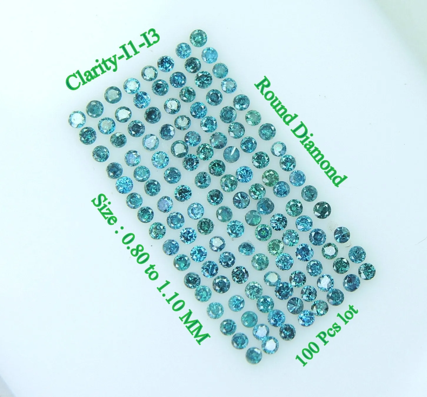 Natural Loose Diamond Brilliant Round Fancy Blue Color I1-I3 Clarity 100% Real Diamond 100 Pcs Q21