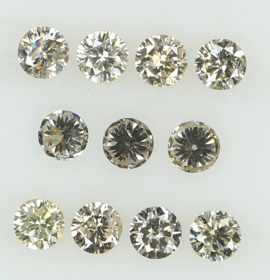 Natural Loose Diamond Round Brown Color I1-SI2 Clarity 11 Pcs 0.38 Ct L6575