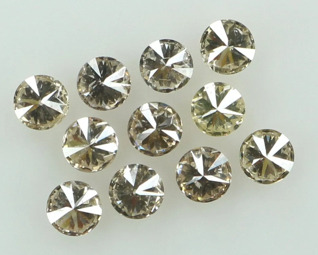 Natural Loose Diamond Round Brown Color I1-SI2 Clarity 11 Pcs 0.38 Ct L6575