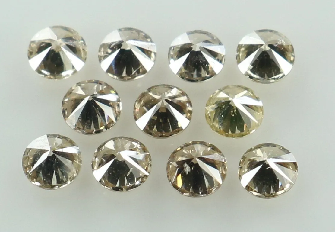 Natural Loose Diamond Round Brown Color I1-SI2 Clarity 11 Pcs 0.38 Ct L6575