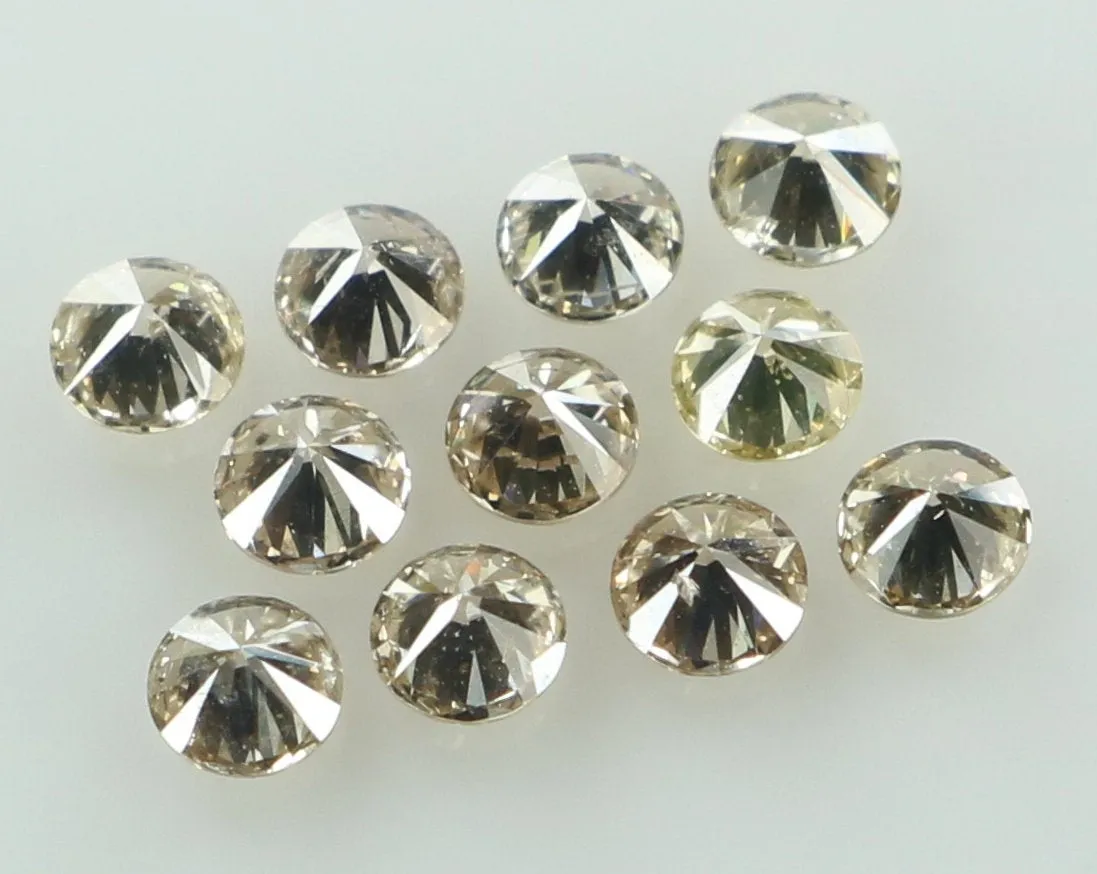 Natural Loose Diamond Round Brown Color I1-SI2 Clarity 11 Pcs 0.38 Ct L6575