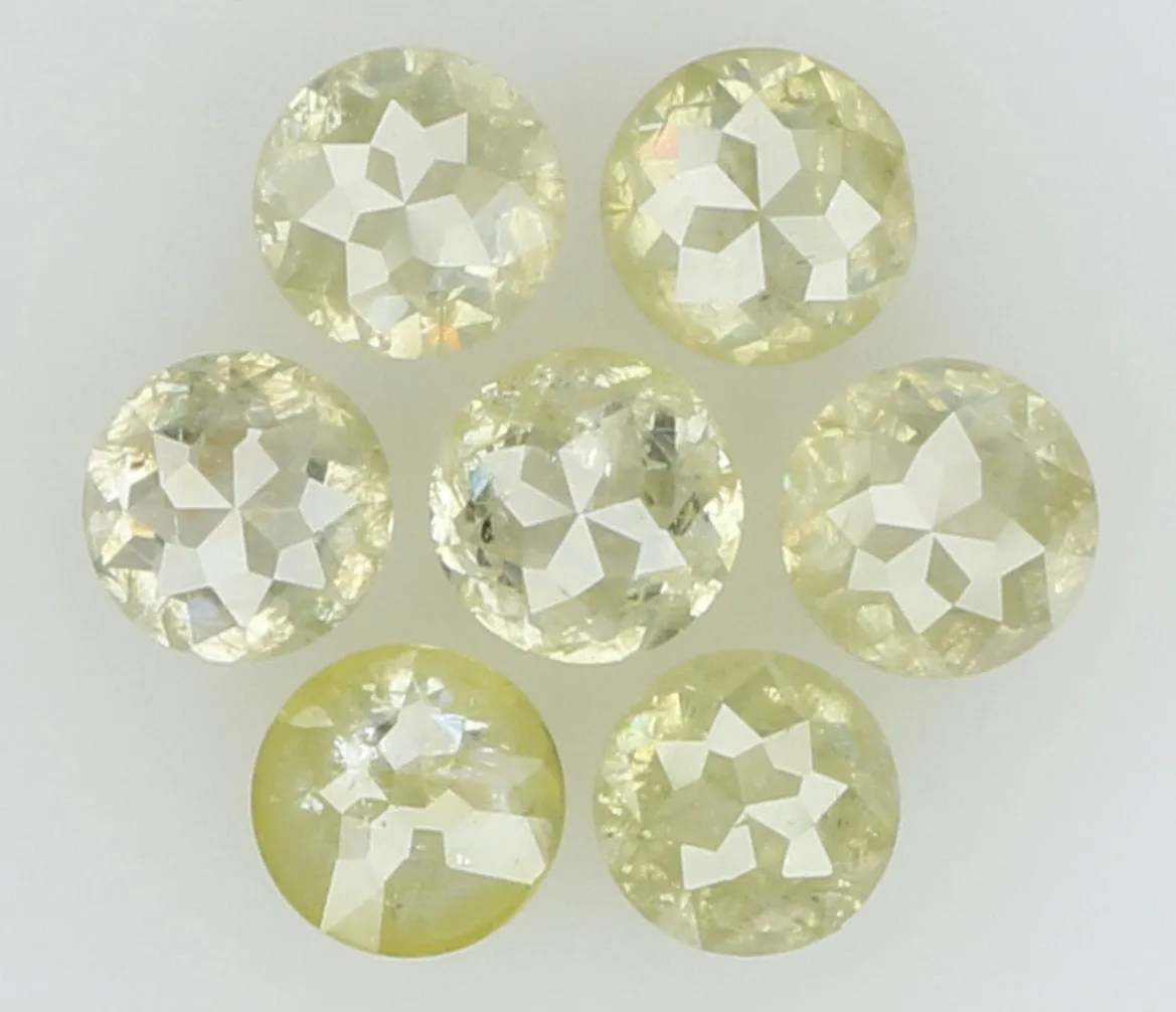 Natural Loose Diamond Round Rose Cut Yellow Grey Color I3 Clarity 7 Pcs 1.28 Ct KDL5985