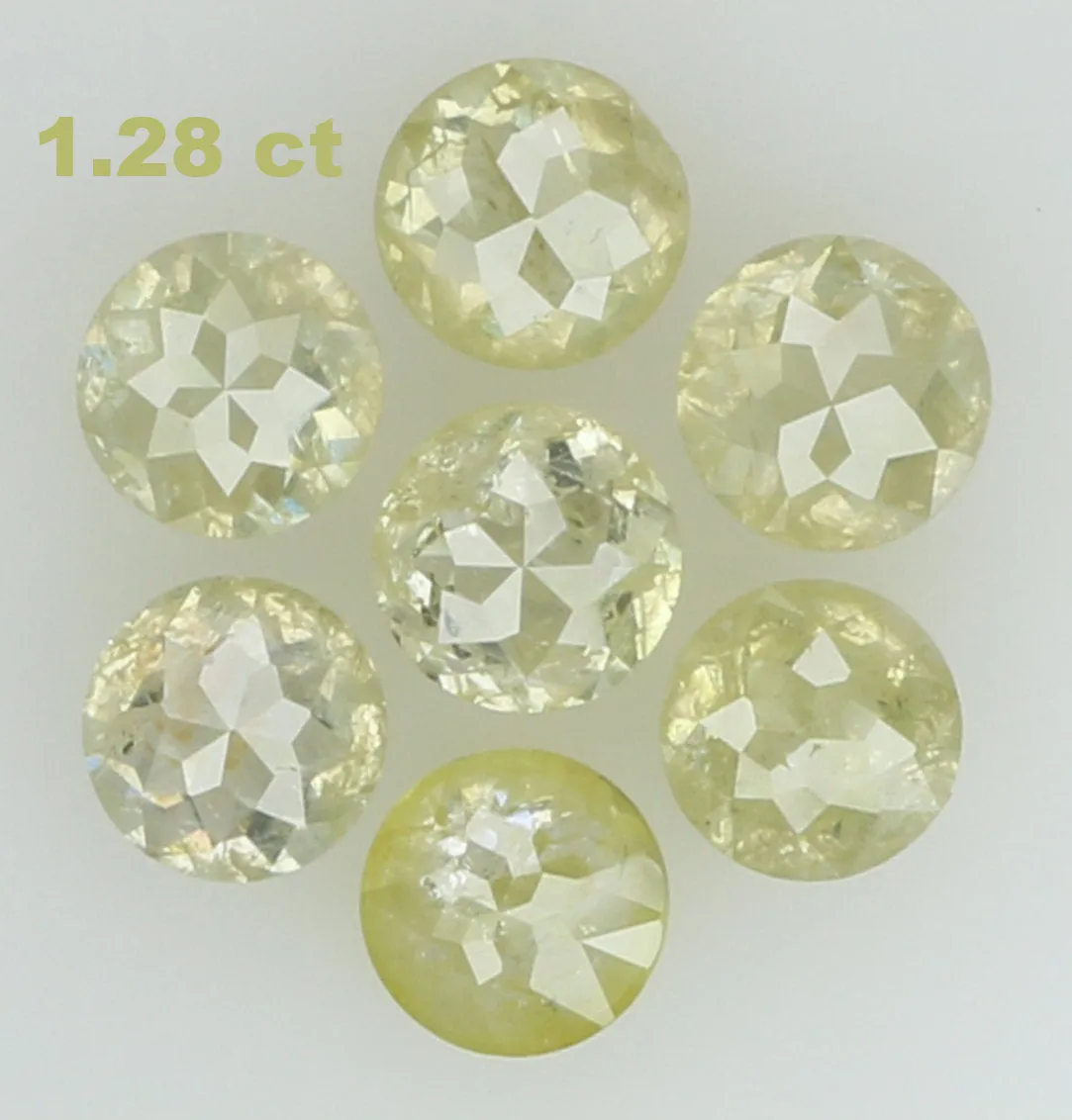 Natural Loose Diamond Round Rose Cut Yellow Grey Color I3 Clarity 7 Pcs 1.28 Ct KDL5985