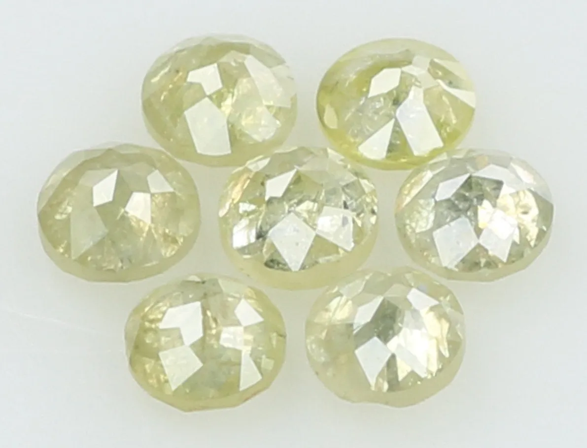 Natural Loose Diamond Round Rose Cut Yellow Grey Color I3 Clarity 7 Pcs 1.28 Ct KDL5985