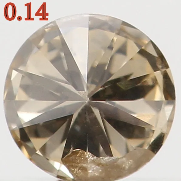 Natural Loose Diamond Round Yellow Brown Color SI1 Clarity 3.30 MM 0.14 Ct KR1345