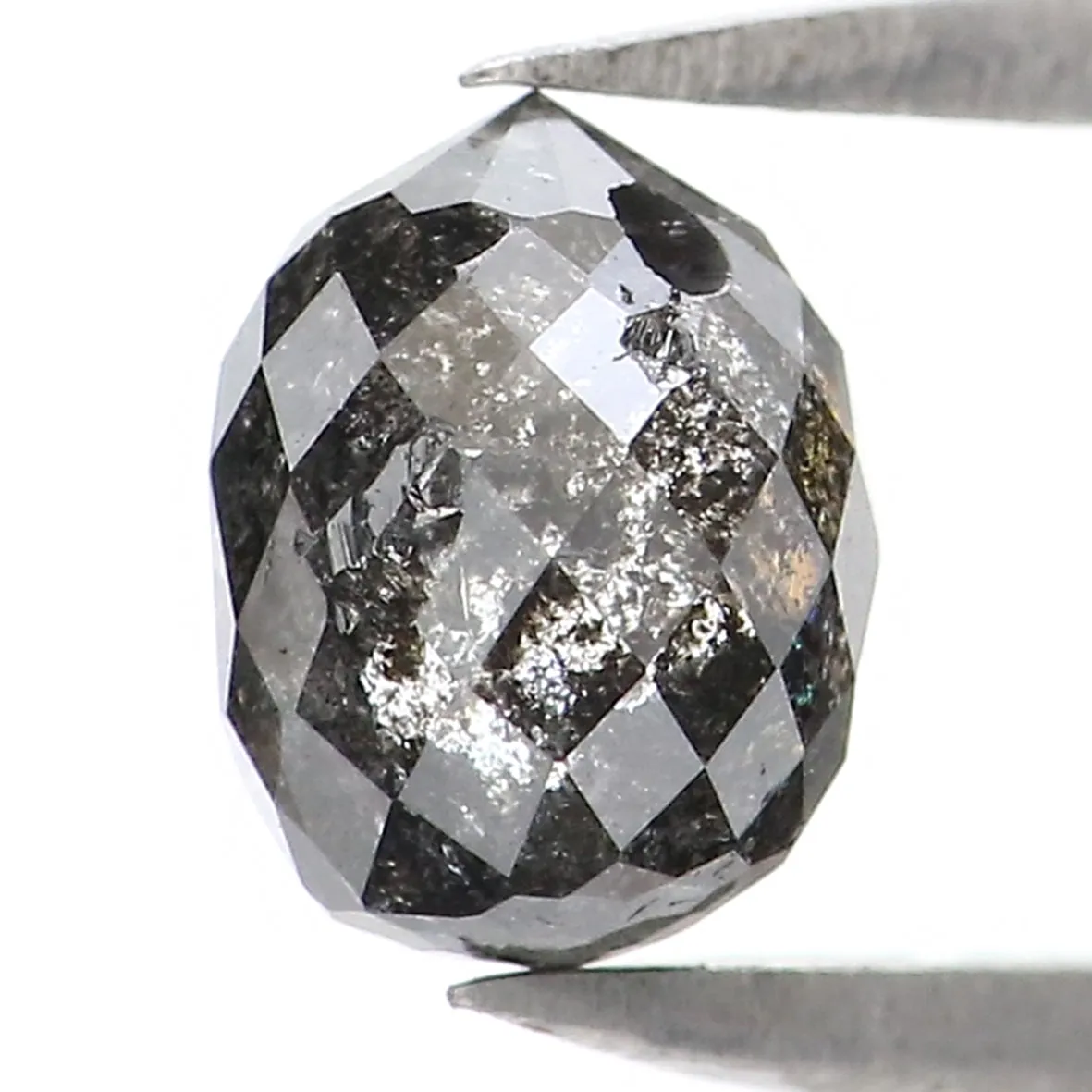 Natural Loose Drop Salt And Pepper Diamond Black Grey Color 1.20 CT 6.20 MM Drop Shape Rose Cut Diamond L5676