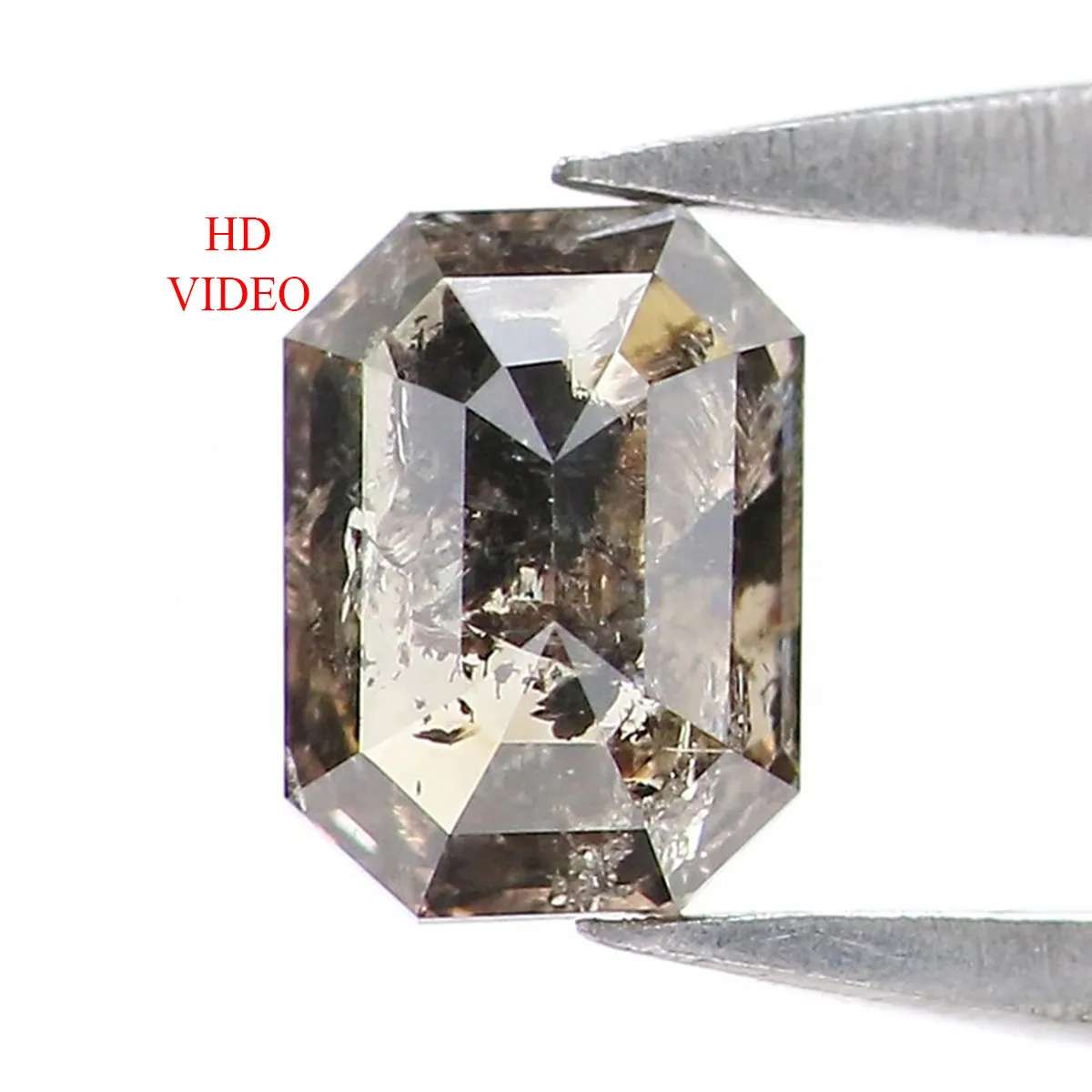 Natural Loose Emerald Salt And Pepper Diamond Black Grey Color 0.35 CT 4.84 MM Emerald Shape Rose Cut Diamond KR2564