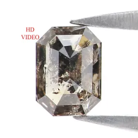 Natural Loose Emerald Salt And Pepper Diamond Black Grey Color 0.35 CT 4.84 MM Emerald Shape Rose Cut Diamond KR2564