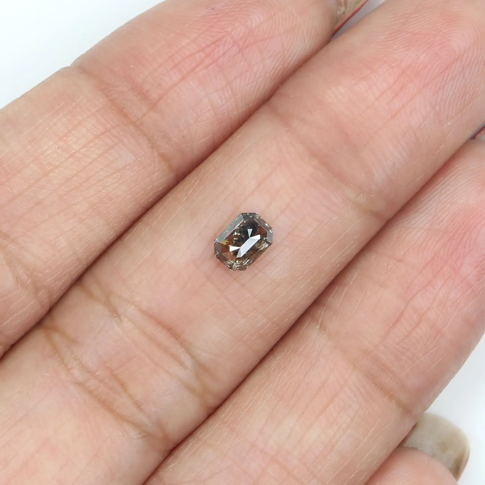 Natural Loose Emerald Salt And Pepper Diamond Black Grey Color 0.35 CT 4.84 MM Emerald Shape Rose Cut Diamond KR2564