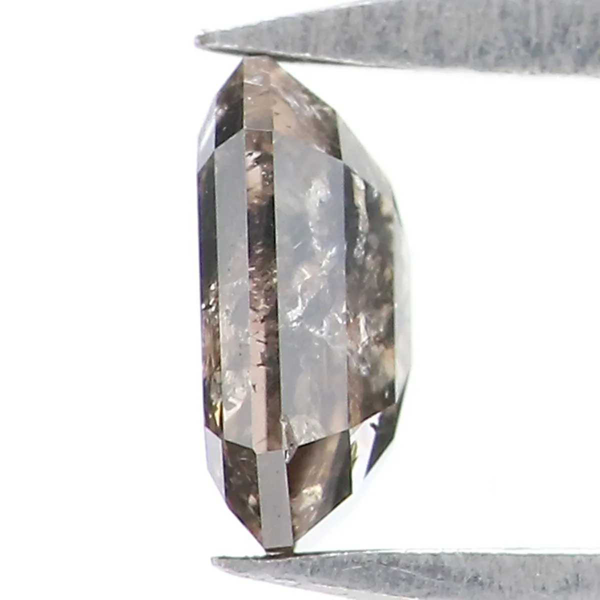 Natural Loose Emerald Salt And Pepper Diamond Black Grey Color 0.35 CT 4.84 MM Emerald Shape Rose Cut Diamond KR2564