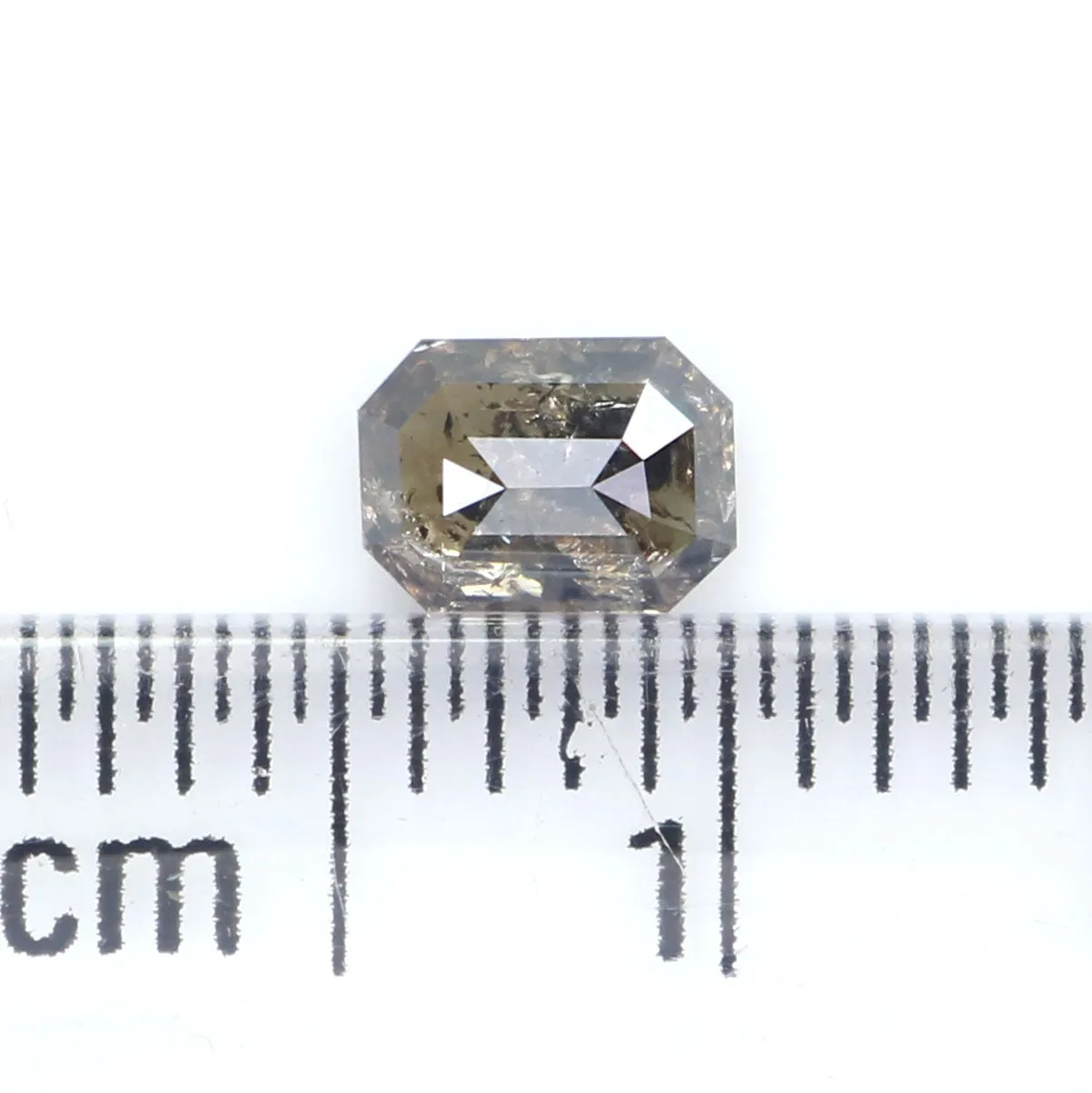 Natural Loose Emerald Salt And Pepper Diamond Black Grey Color 0.35 CT 4.84 MM Emerald Shape Rose Cut Diamond KR2564