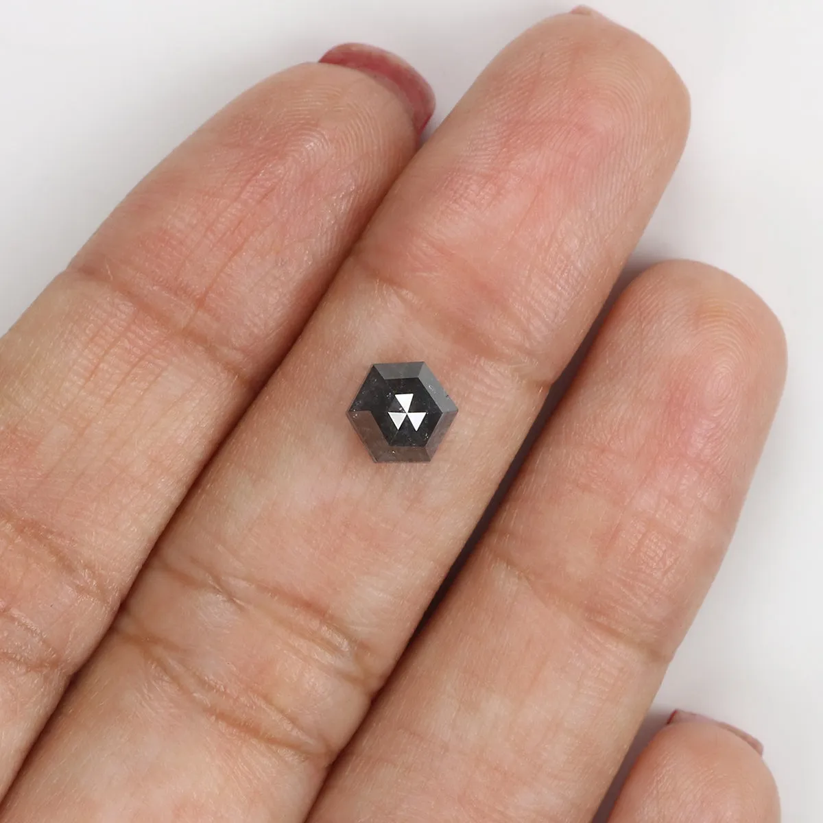 Natural Loose Hexagon Diamond Black Color 0.98 CT 6.00 MM Hexagon Shape Rose Cut Diamond KR1458