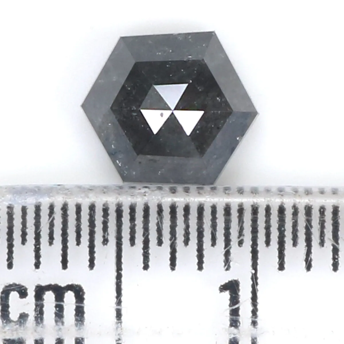 Natural Loose Hexagon Diamond Black Color 0.98 CT 6.00 MM Hexagon Shape Rose Cut Diamond KR1458